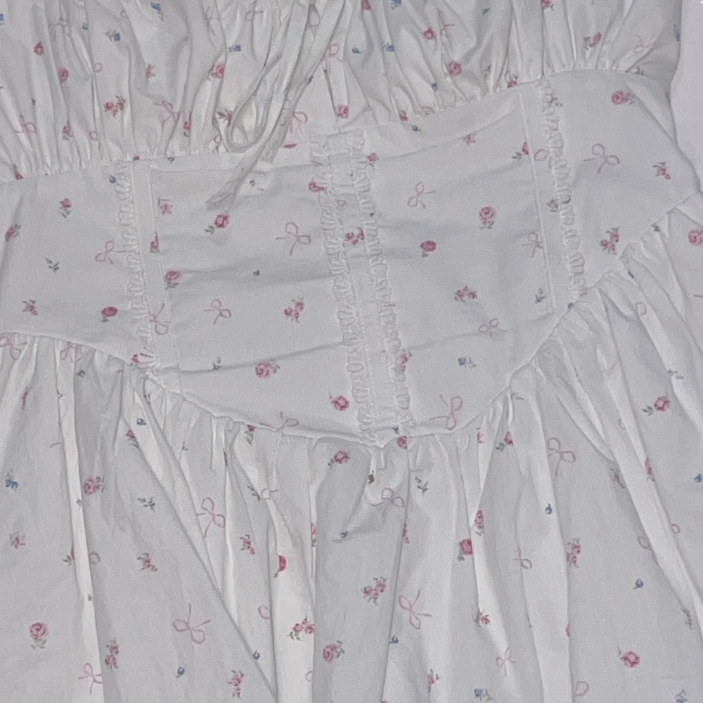 Altar’d State White Cotton Dainty Printed Floral Kaelani Mini Dress, size small - Picture 8 of 8